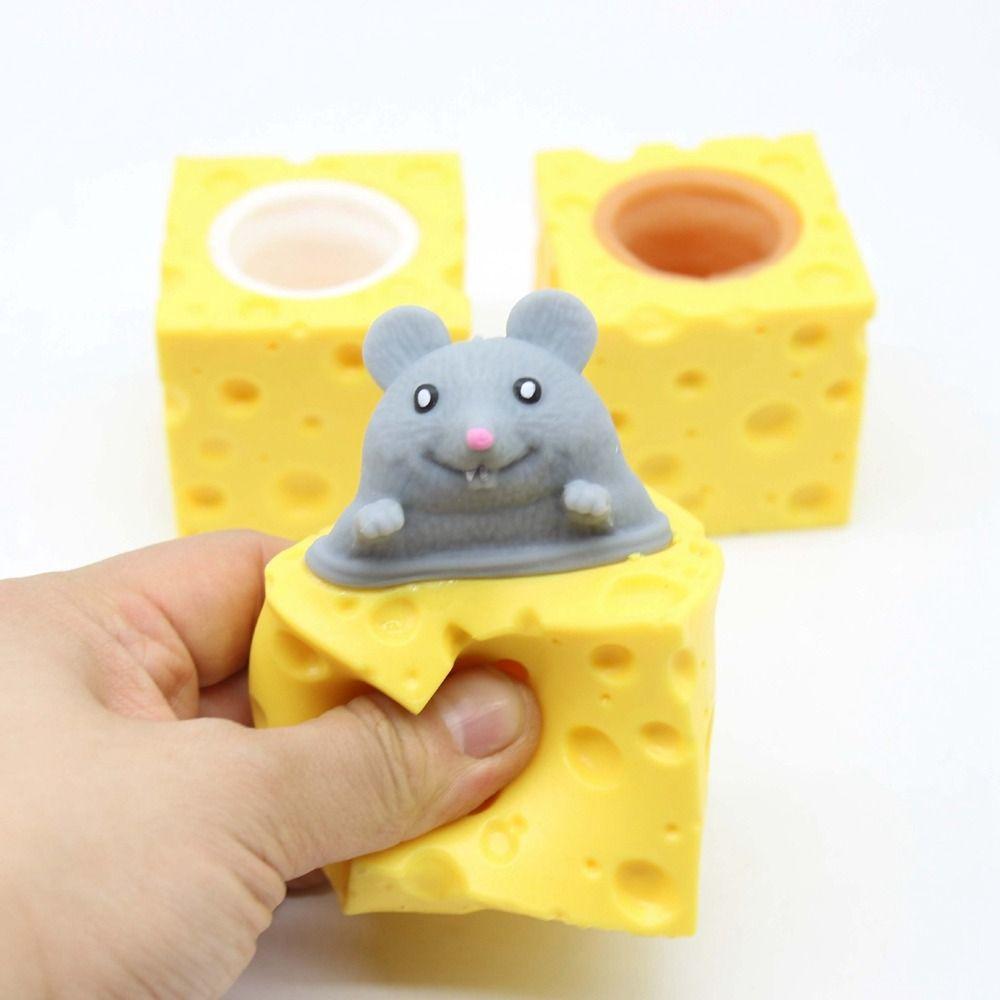 Stress Relief Cheese Mouse Decompression Toy Pop Up Fidget Toys New Squeeze Toy  Children