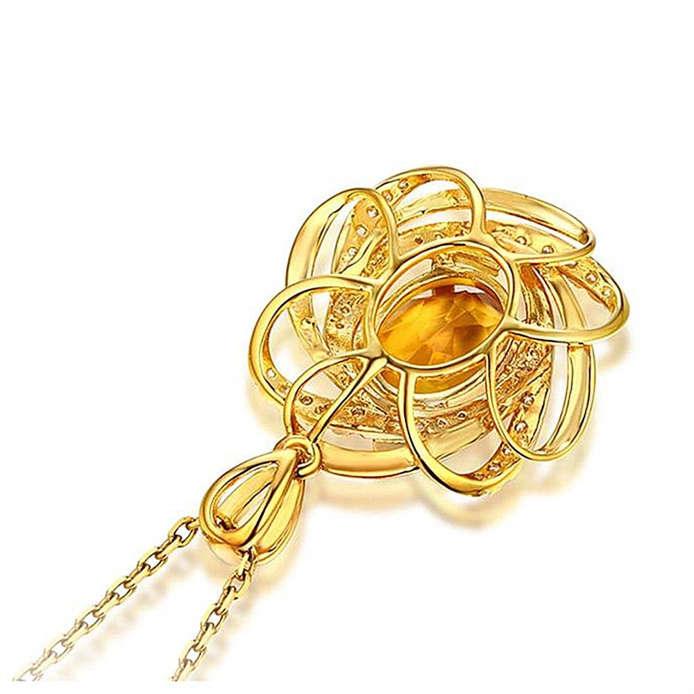 Желтый кристалл цитрин драгоценные камни циркон кулон ожерелья для женщин тон колье ювелирные изделия