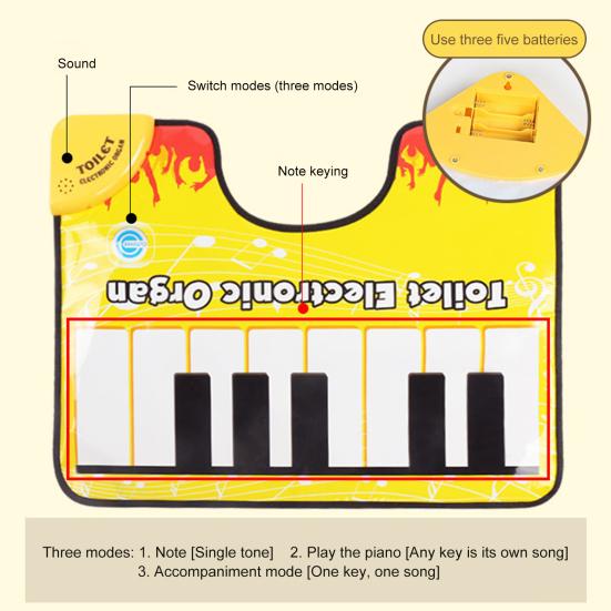 Фортепиано для унитаза, электронная клавиатура, художественный ковер со звуком фортепиано, портативный напольный коврик, коврик для клавиатуры с постукиванием пальцами ног, звучащий коврик