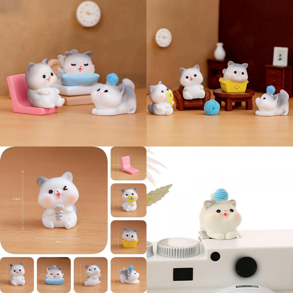 Adorable Resin Cat Figurines For Diy Miniature Gardens Cute Desk Decor