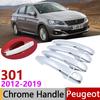 For Peugeot 301 2012~ Chrome Exterior Door Handle Cover Car Accessories Stickers Trim Set 2013 2014 2015 2016 2017 2018