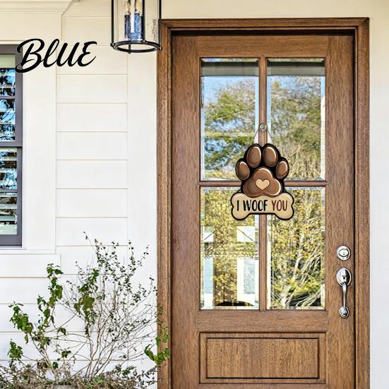 Wooden Welcome Sign for Front Door, Decorative Dog Paw Wall Hanging Plaque with Durable Porch Display Hemp Rope Pet Lovers, Home Decor Indoor Outdoor