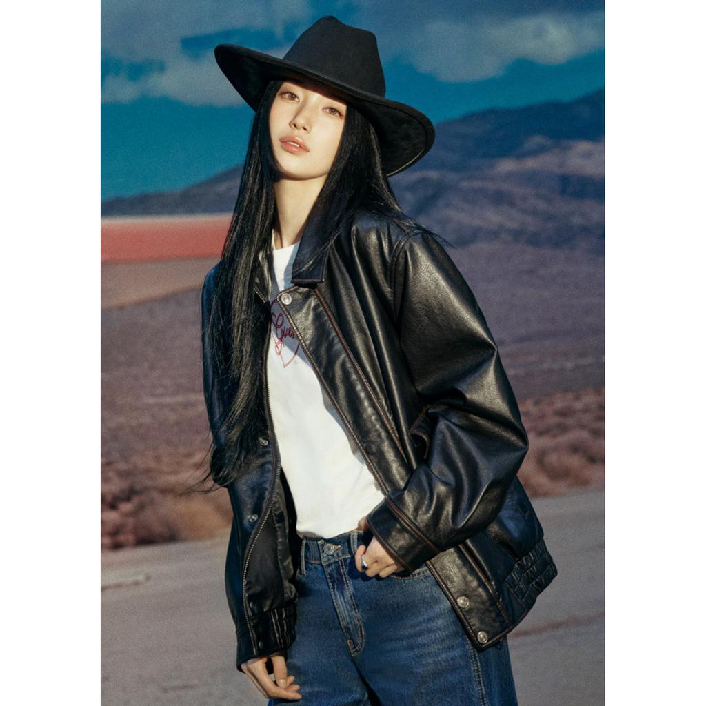GUESS Hyunjin 26 Fall Faux Leather Jacket MQ4W7850