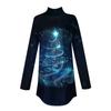 Женская модная повседневная футболка с длинным рукавом с высоким воротом и принтом, пуловер, топ