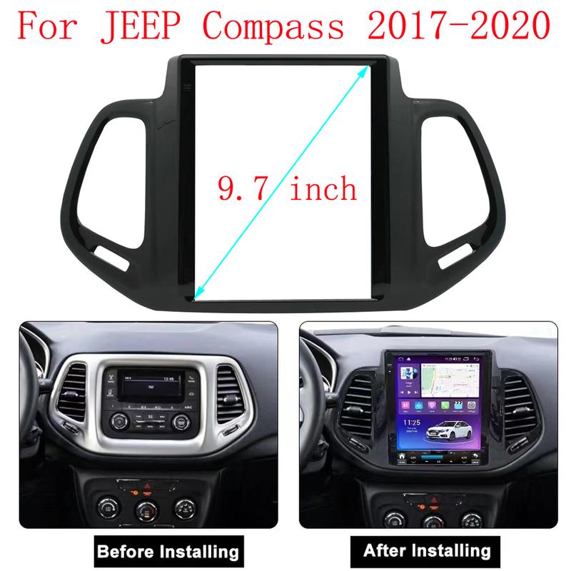 HAOCHEN Car Frame Stereo Trim Frame 9.7 inch Car Dashboard Interior Accessories For JEEP Compass 2017-2020