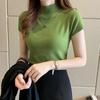 2024 Women's Slim Fit Knitted Half Turtleneck Short-Sleeve Sweater Top