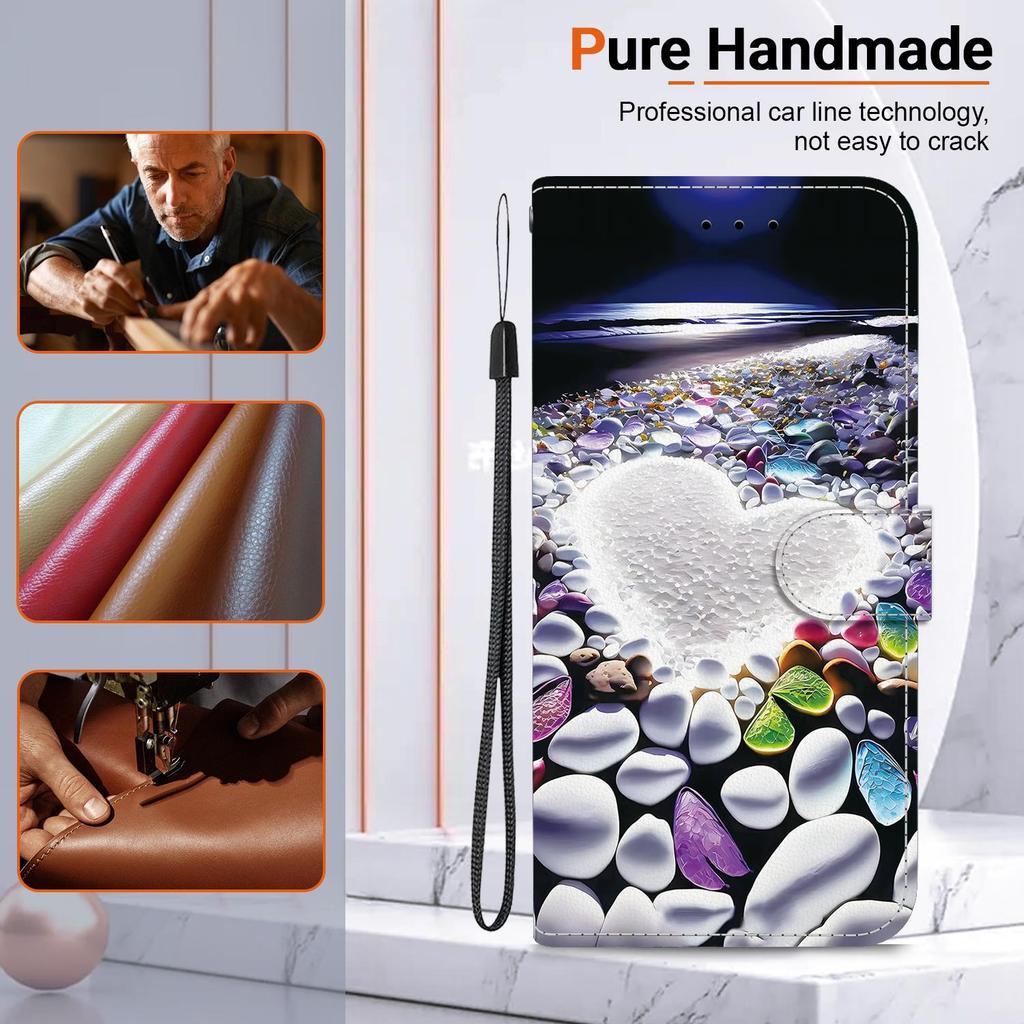 3D Абстрактное искусство Живопись Цветы Животные Кожаный телефон Кошелек Чехол-книжка Подставка для iPhone 15 Pro Samsung A16 Redmi Note 14 Магнитный слот для карт Флип-чехол