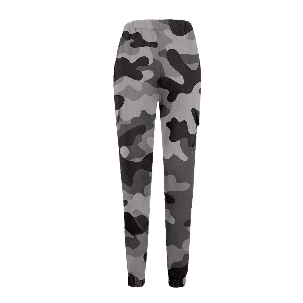 Женские камуфляжные повседневные брюки-карандаш с эластичной резинкой на талии и боковыми карманами