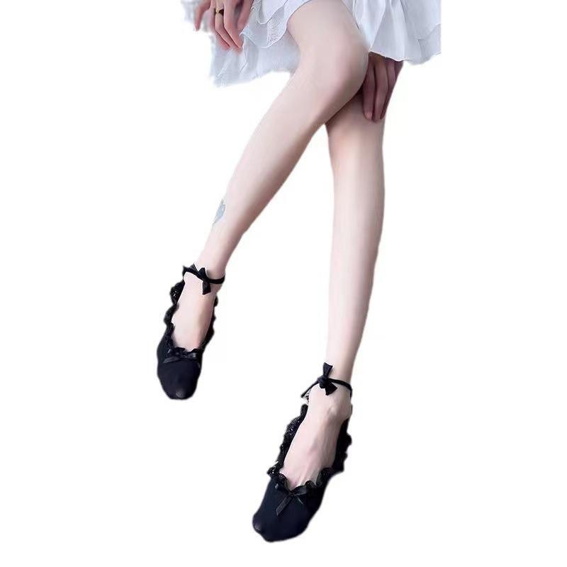 Ballet Style Lace-Up Non-Slip Bow Boat Socks for Women - Japanese Mary Jane Style