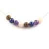 Stones and Minerals. Rose Quartz + Amethyst + Lapis Lazuli + Wood 8mm Pearl Necklace Stainless Steel Chain.