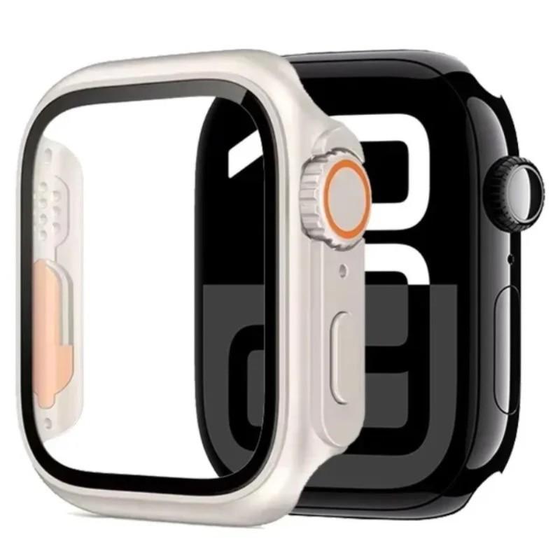 Glass+ Shell for Apple Watch 11 10 46/42mm 9 8 7 45/41mm Screen Protector Change To Ultra IWatch 6 5 4 SE 44/40mm Bumper Cover