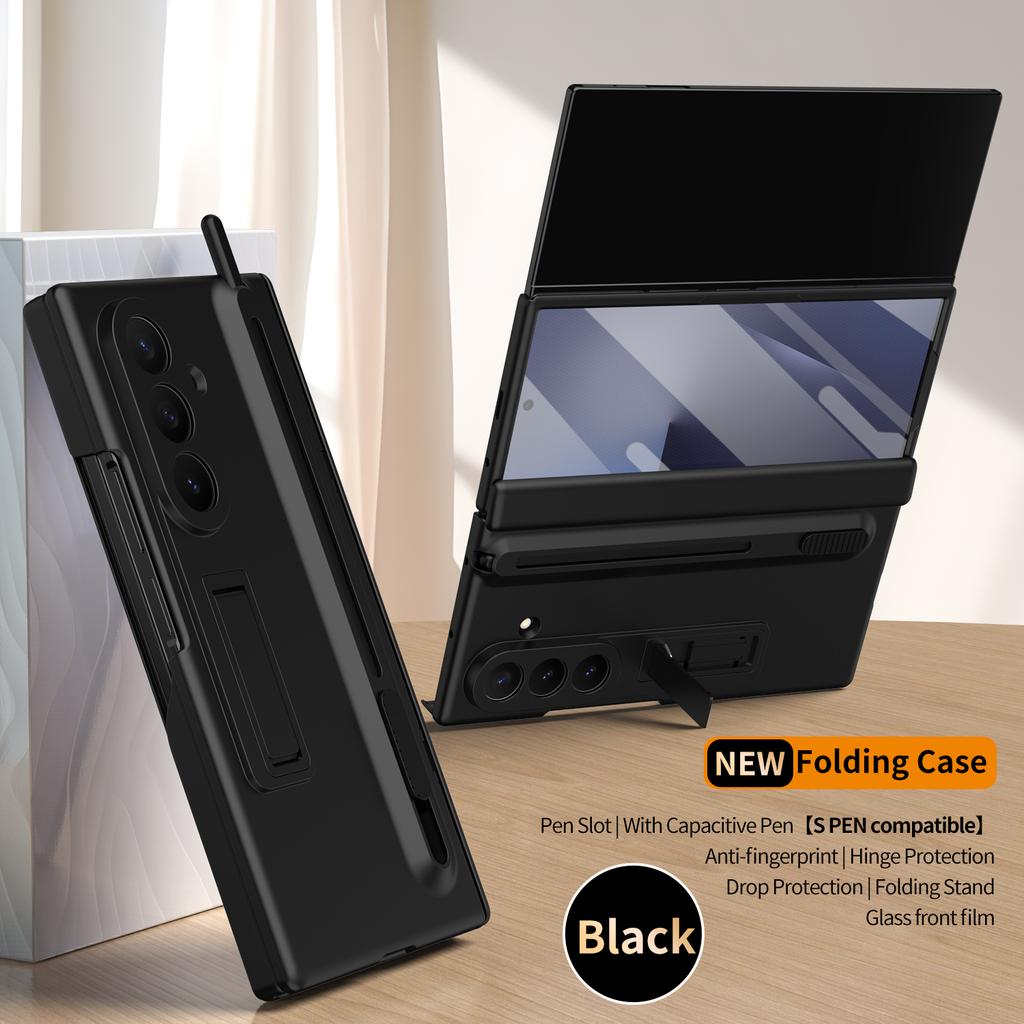 Магнитный чехол-книжка для телефона Samsung Galaxy Z Fold 7 3 4 5 6 с защитой экрана из стекла, выдвижным слотом для хранения ручки, держателем, крышкой для Galaxy Z Trifold