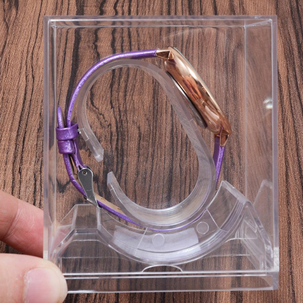 Набор из 5 прозрачных квадратных подставок для часов, пластиковый кейс для хранения с пылезащитной крышкой для органайзеров для ювелирных изделий и браслетов