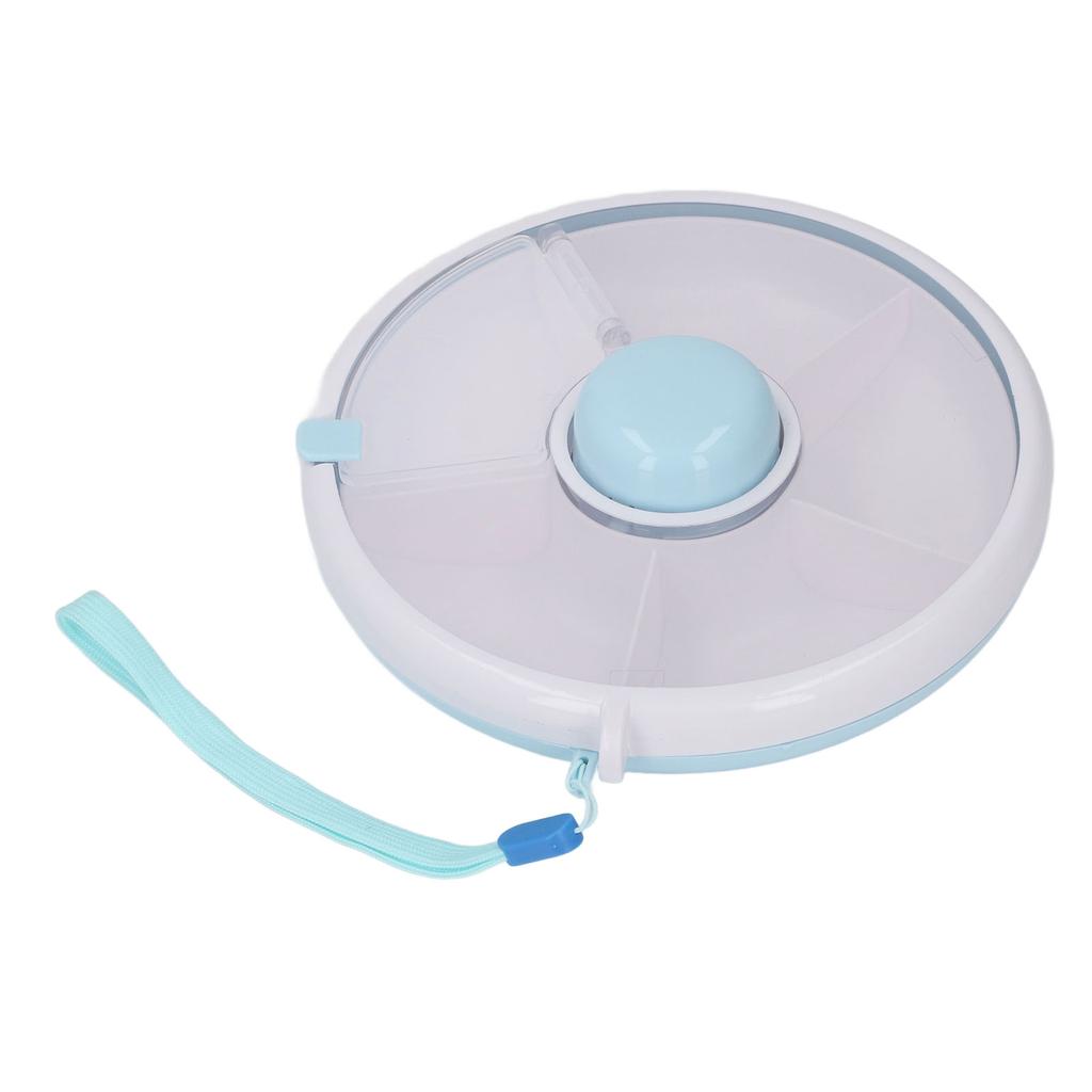 Rotating Snack Box With Lid 5 Compartment Dispenser Damp Proof Sealed Portable Kids Fruit Rotating