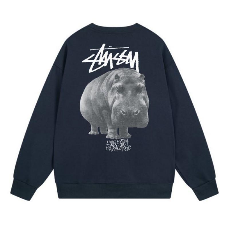 Classic Print Hoodie Mens Loose Fit Crewneck Cotton Sweatshirt Casual Wear