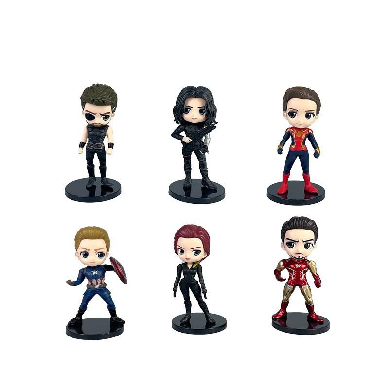 6pcs/set Avengers Black Panther Thanos Ironman Spiderman Captain American Hulk Figure Model Toys