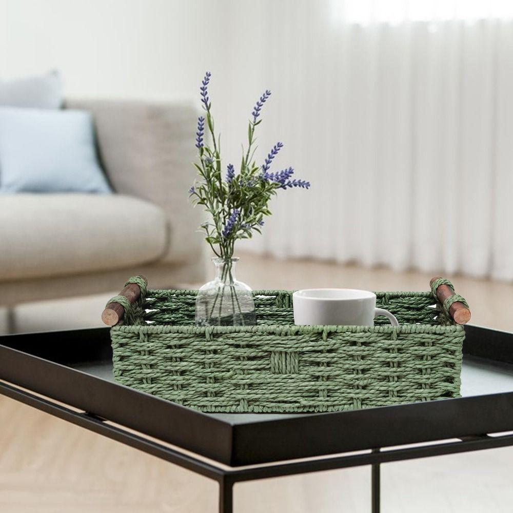 Корзины из бумажной веревки с ручкой, настольные контейнеры для хранения, новый настольный органайзер