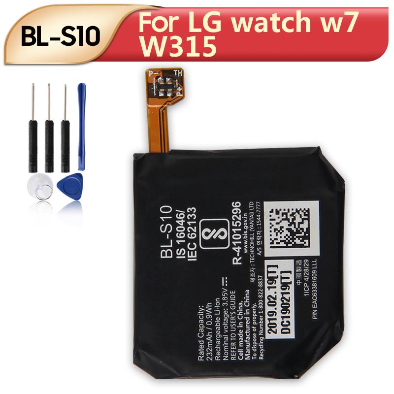 Сменная батарея для часов BL-S10 для часов LG w7 W315 SmartWatch Батарея 232 мАч