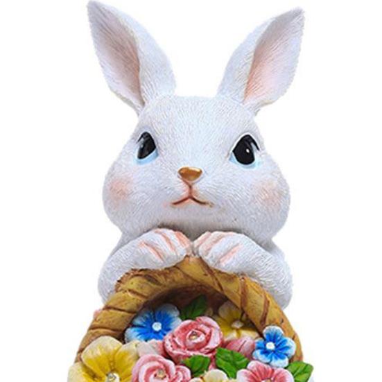 Садовая статуэтка кролика на солнечной батарее Yousheng с 5 светодиодными лампами, цветочная корзина, уличная резиновая фигурка кролика, украшение для патио, двора, лужайки, пасхальное украшение