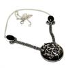 Midnight Obsidian Black Spinel Gemstone 925 Silver Plated Necklace 18"