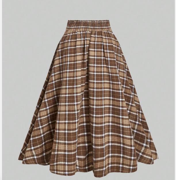 Винтажная художественная юбка-трапеция миди большого размера в клетку с эффектом кисти