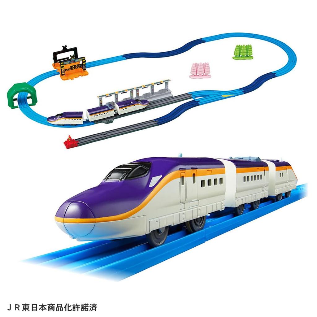 Takara Tomy Plarail Connect! E8 Series Tsubasa & Tomica Arch Crossing Set (Includes 3 S-Shaped Rails as a First-Time Bonus) Train Toy