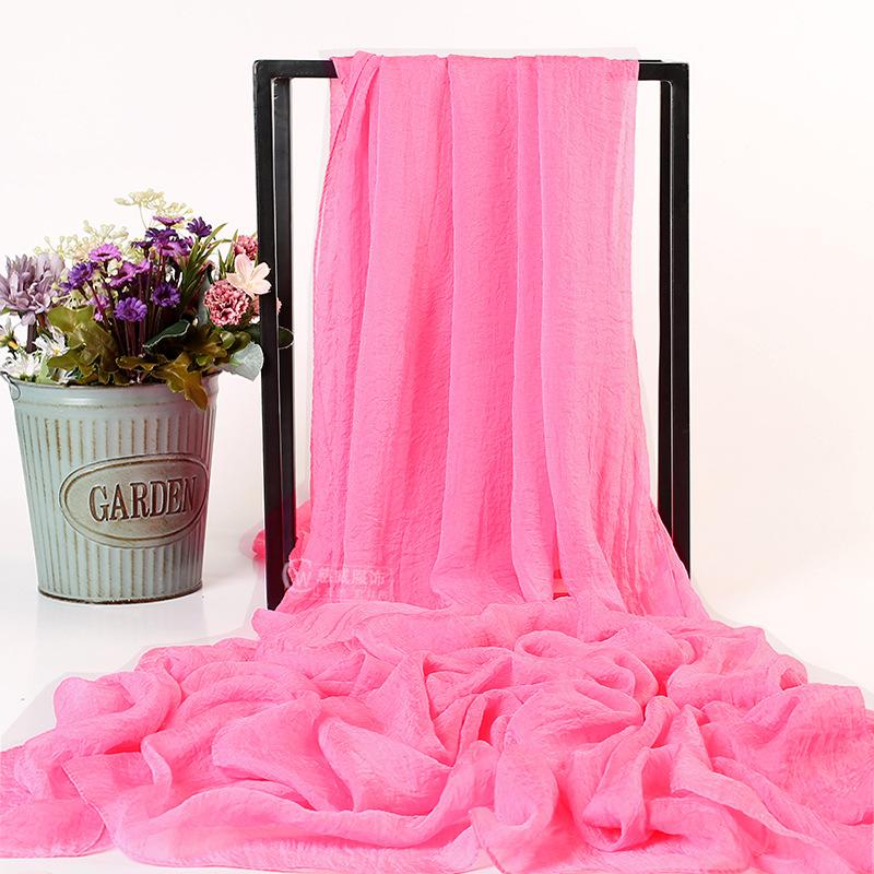 Летний однотонный искусственный шелк, очень большой шелковый шарф, пляжное полотенце для моря, длинный весенне-летний женский шифоновый шарф, плиссированная шаль