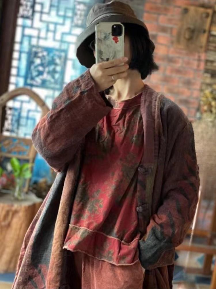 Johnature Женские лоскутные свободные длинные пальто