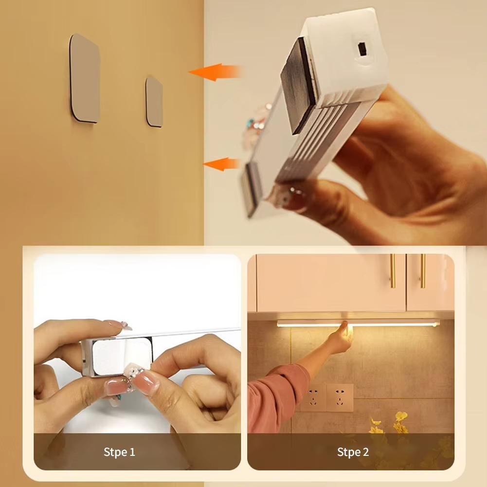 USB Rechargeable LED Bar Lamp with Motion Sensor and Magnetic Installation, Dimmable with 3 Soft Light Modes for Wardrobe, Bedside, Stairs