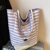 Весенне-летняя новая корейская сумка-тоут в стиле инс, ленивая полосатая, повседневная, большой вместимости, в иностранном стиле, для поездок на работу, двусторонняя на плечо