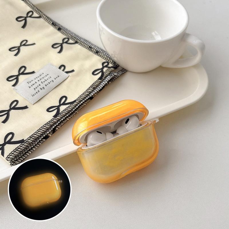Simple solid color luminous quicksand suitable for Apple AirPods 1 Bluetooth headset protective case Pro1 pendant 1 soft case 1