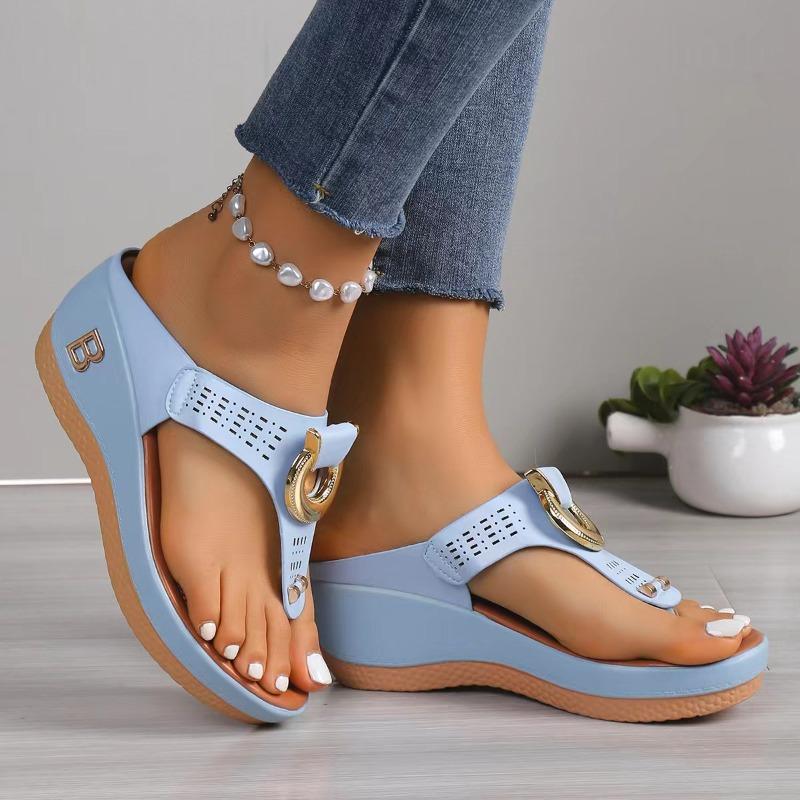 Summer Slippers Women  Big Size Platform Wedges Sandals Slippers Non-Slip Open Toe Flip Flops Ladies Comfortable Beach Shoes