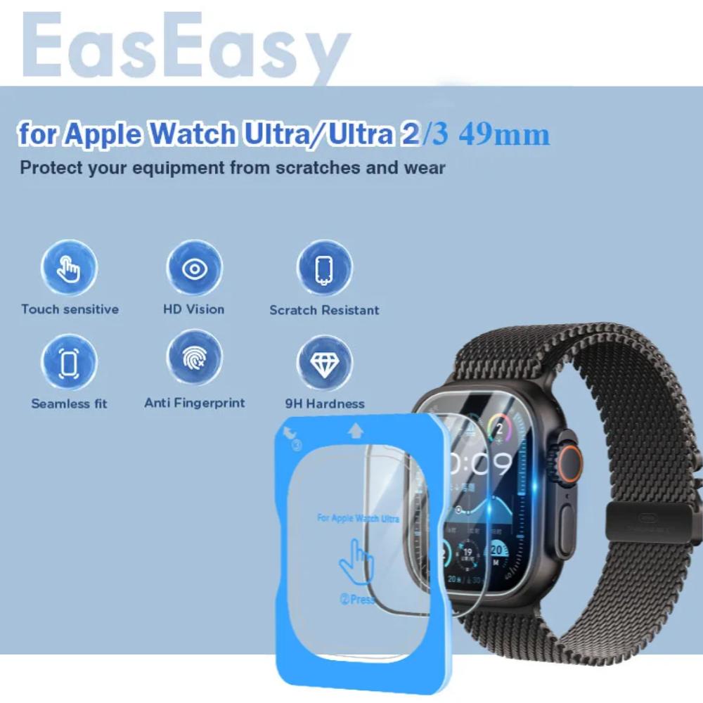 Tempered Glass Film Quick Pasting For Apple Watch Ultra 3/2/1 49mm Easy To Install Screen Glass Protective Film Ultra 3-2-1 49mm