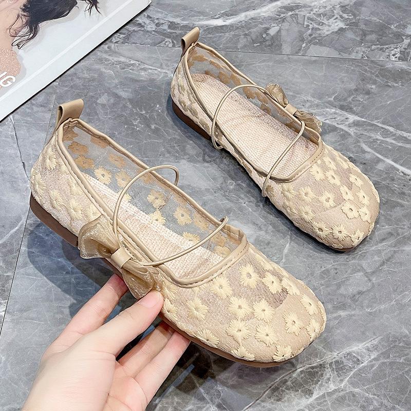Mesh Breathable Doudou Shoes Women's 2025 Spring and Summer New One-pedal Mary Jane Shoes Soft-soled Versatile Flat-soled Single Shoes