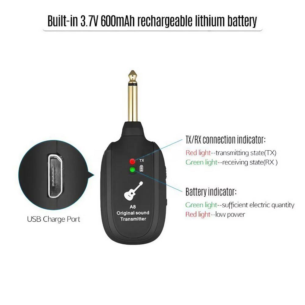 1 Set UHF Guitar Transmitter&Receiver A8 Wireless Guitar Adapter Acoustic Guitar