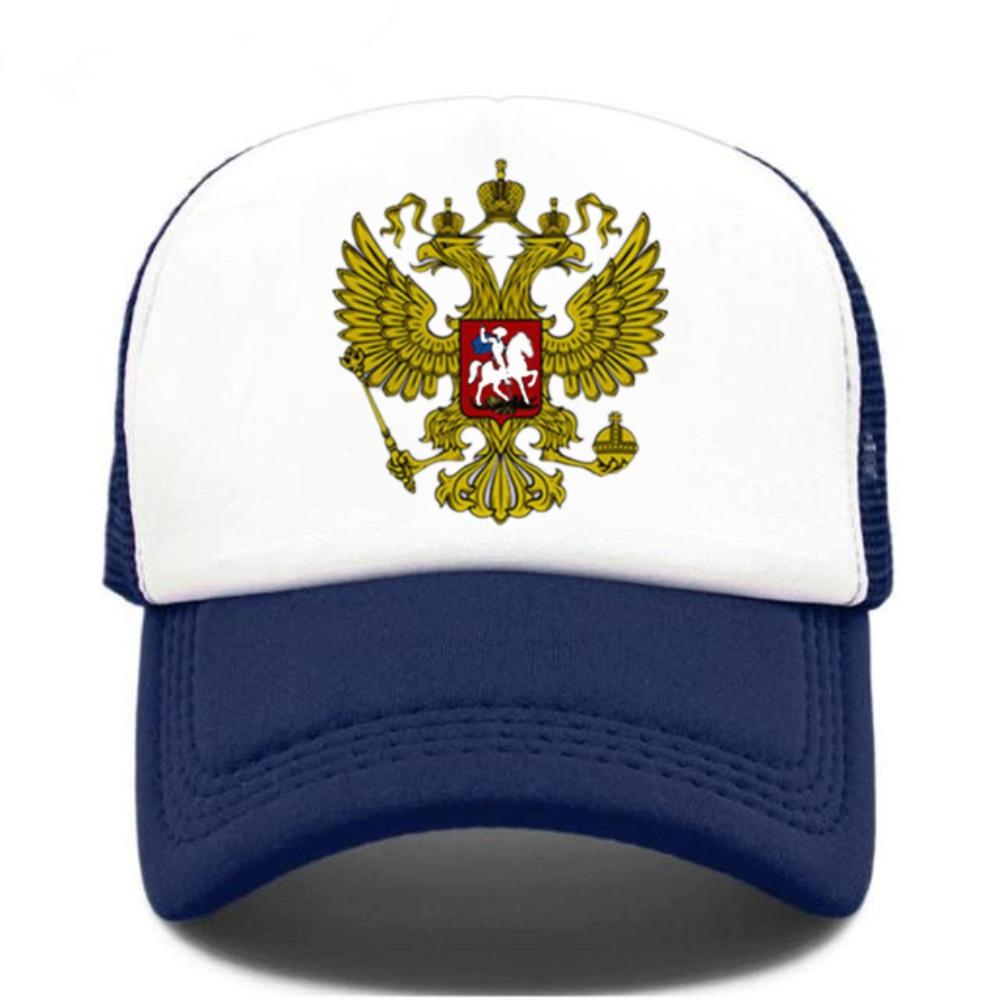 Double-Headed Eagle Print Mesh Baseball Cap Russia National Emblem Breathable Peaked Cap Adjustable Snapback Hats