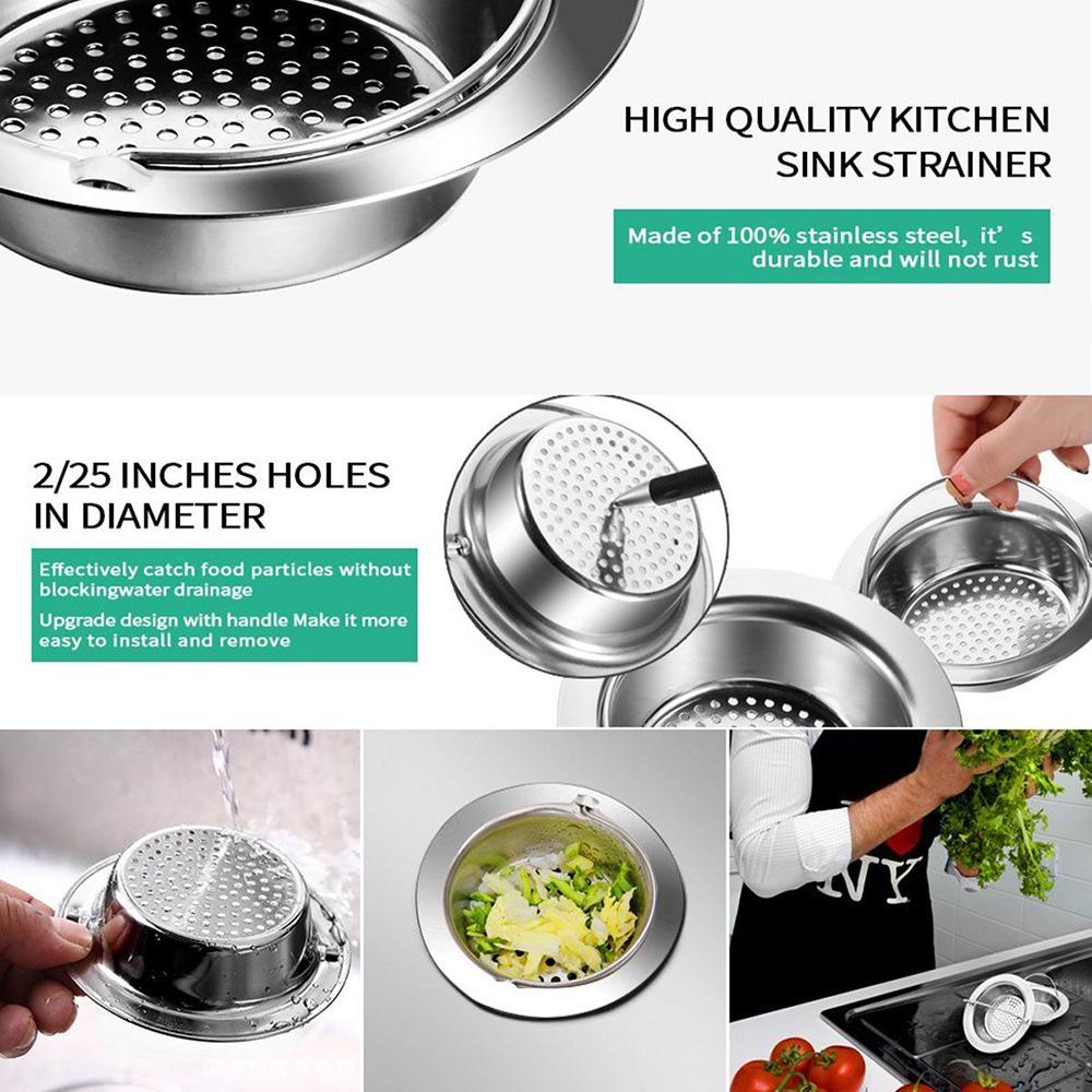 Стальная сетка для слива воды, заглушка, очистка, пищевые отходы, волосы, заглушка-стопор, фильтр, корзина, ситечко для раковины, дуршлаг