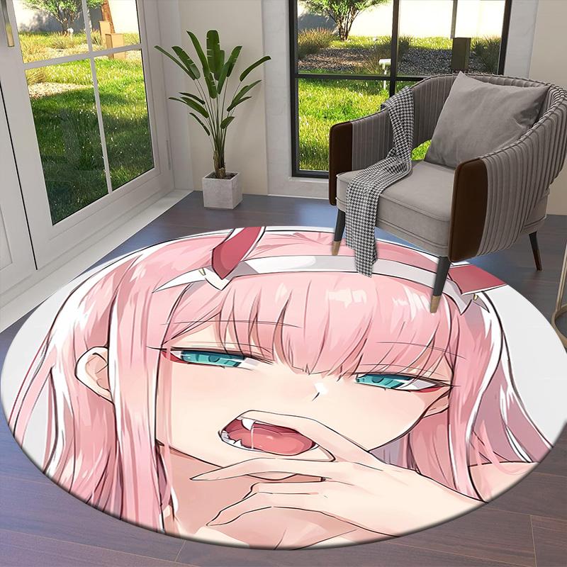 Franxx Round Area Rug Carpet Rug For Living Room Bedroom Sofa Playroom Decor Nonslip Floor Mat