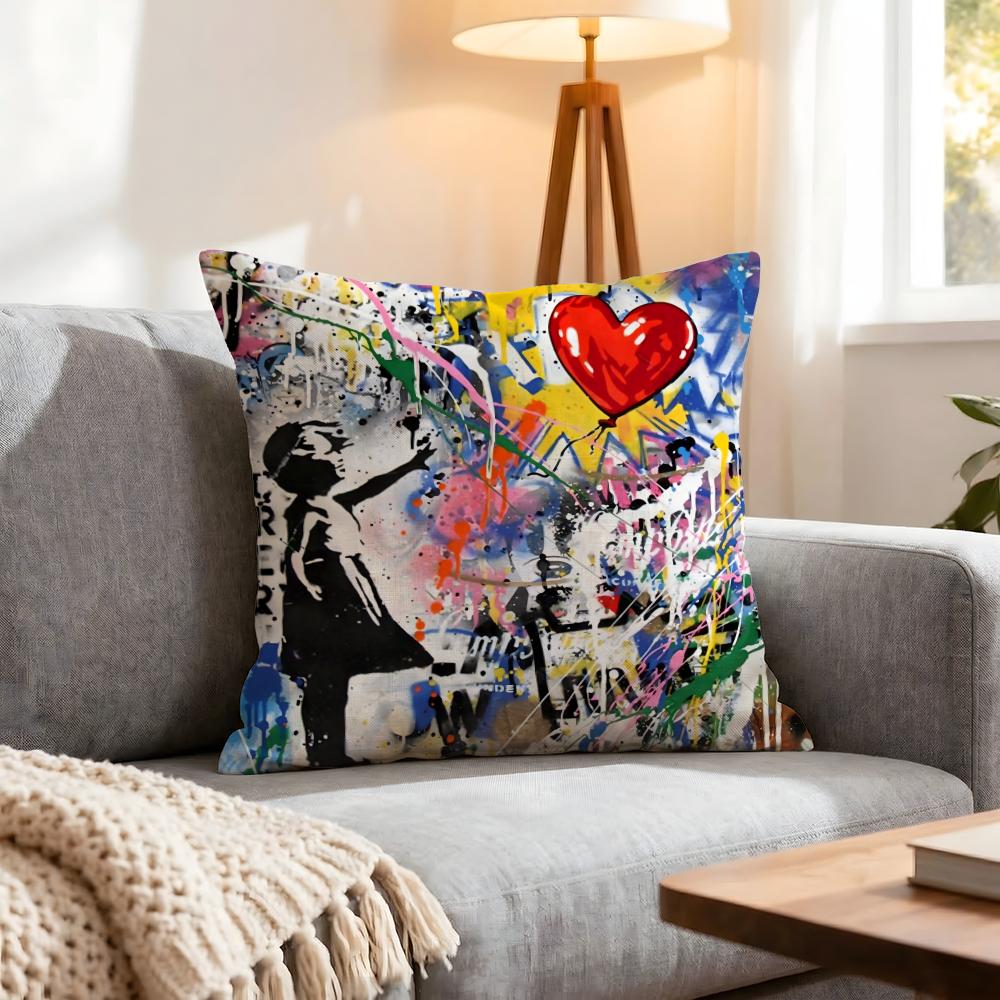 Artist Banksy Cushion Cover 1Pcs Decorative Covers Soft Cushion Case For Sofa Couch Decor 40X40 45X45 Pillowcases