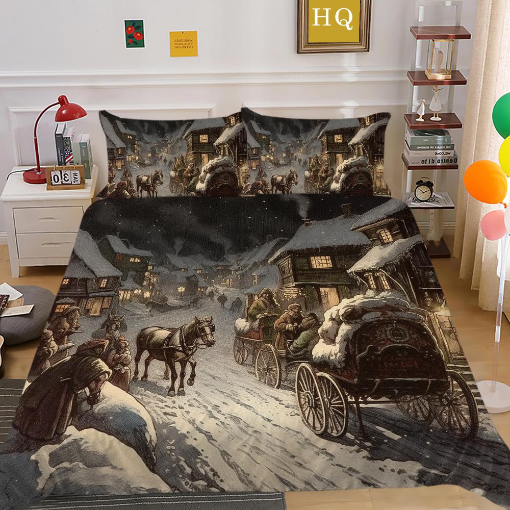 Christmas New Style Printed Full Size Bed Clothes Microfiber Highend Duvet Cover Children Bedroom Decor