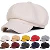 Solid-colored Woolen Octagonal Hat Unisex Outdoor Warm Hats Winter Casual Beret Cap Fashionable Caps