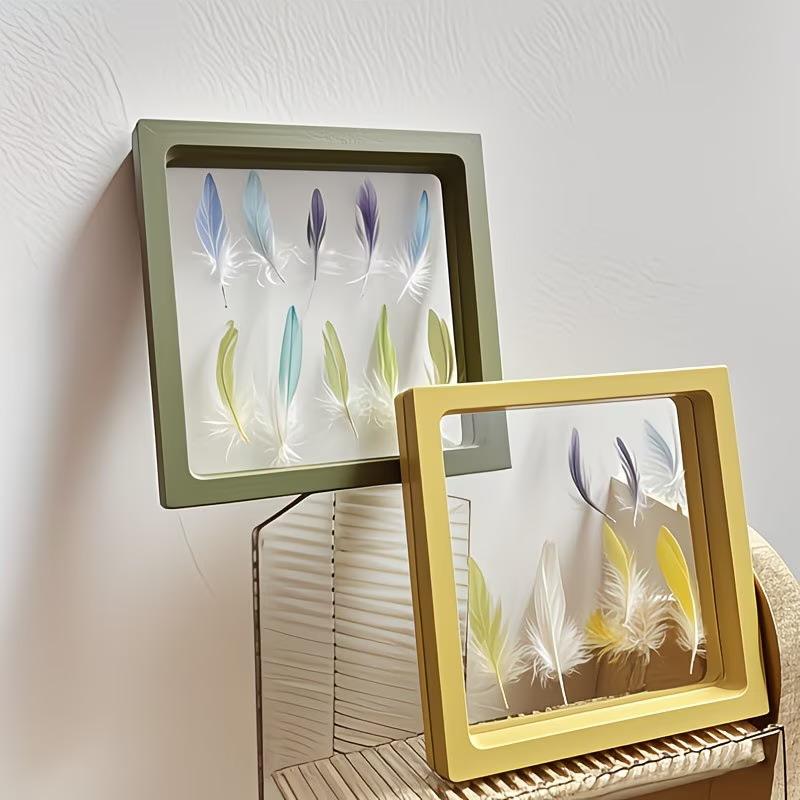 Transparent Pet Feather Memorial Photo Frame Pet Bird Parrot Feather Collection Display Box Home Office Decor Memorial Gift 5