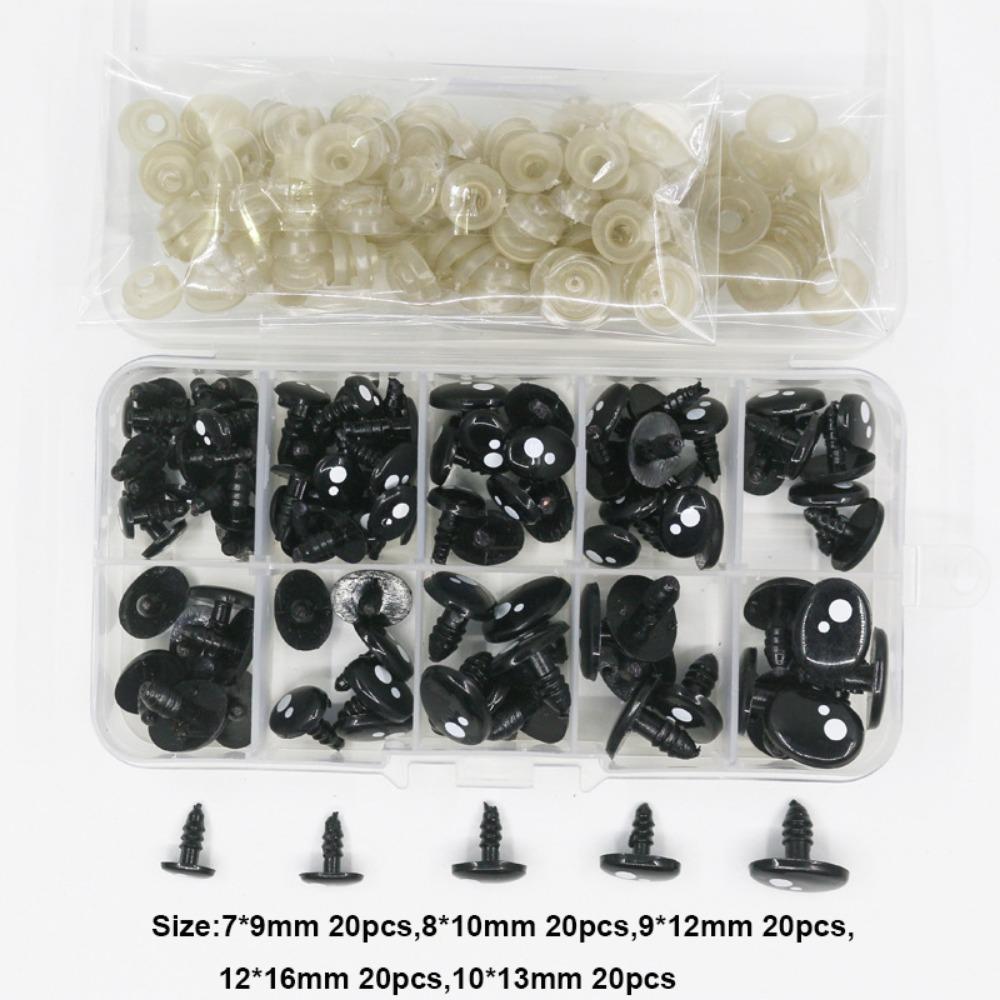 100pcs/box Oval Shape Plastic Safety Eyes Black Black Screw Eyes New Doll Bear Toys For Toys