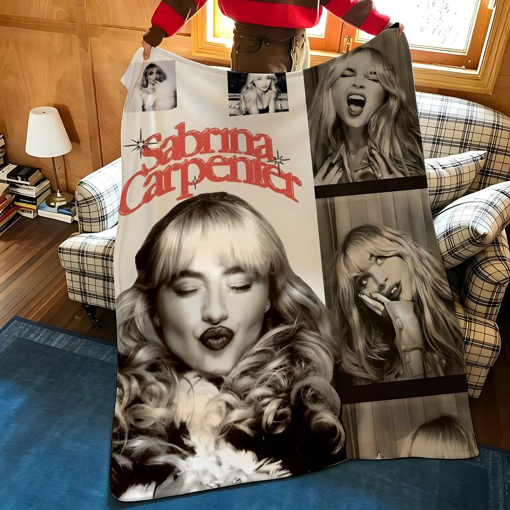Музыкальная S-Sabrina C-Carpenter Пледовое одеяло из фланели, подходит для диванов, кроватей, офисов, путешествий, походных стульев