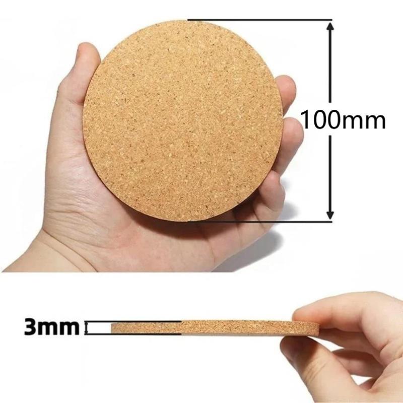 10PCS Cup Mat Natural Cork Coasters Wooden Pad Non-Slip Placemats Set Heat Resistant Non Slip Round Square Table Mats