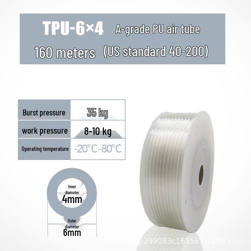High-Pressure Transparent Explosion-Proof PU Pneumatic Air Hose for Compressor/Pump - Sizes 8*5, 10*6.5, 12, 14, 16