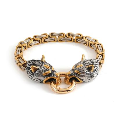 Взрывной мужской браслет из нержавеющей стали Viking Wolf Head, браслет с императорской цепочкой и королевской цепочкой