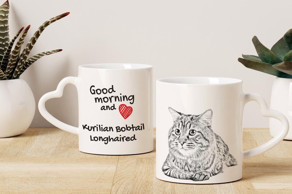 Kurilian bobtail - cat mug, adorable heart-shaped handle mug, universal gift from Art-Dog brand
