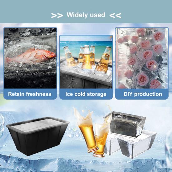 Силиконовая форма для кубиков льда, многоразовый большой лоток для кубиков льда для кулеров, поездок на пляж, формочки для блоков льда для морозильной камеры, аксессуары для ледяной ванны