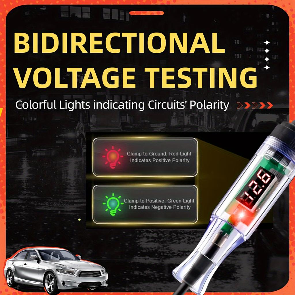 6V 12V 24V Car Truck Voltage Circuit Tester Digital LED Probe Test Pen Auto Diagnostic Repair Tool with Measuring Function